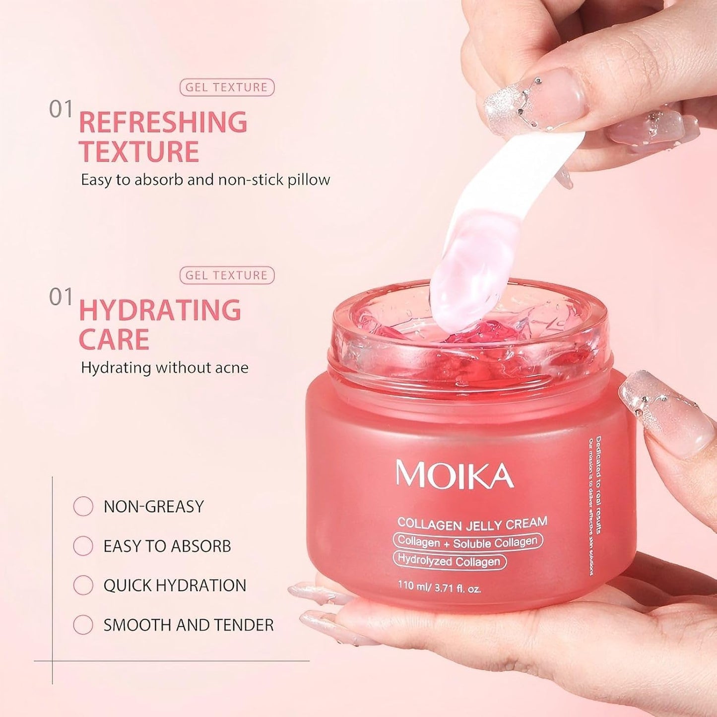 XUEYI Collagen Jelly Cream – Hidratante en Gel con Colágeno Hidrolizado, Agua de Rosa y Niacinamida (110g)