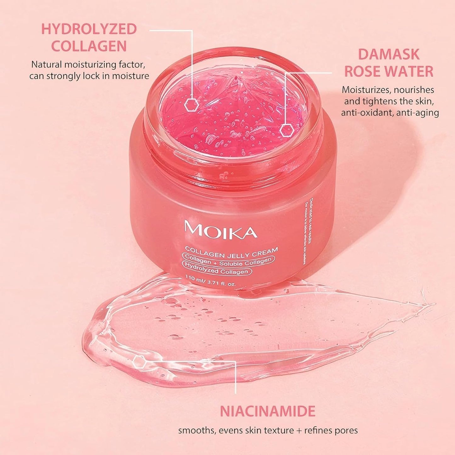 XUEYI Collagen Jelly Cream – Hidratante en Gel con Colágeno Hidrolizado, Agua de Rosa y Niacinamida (110g)