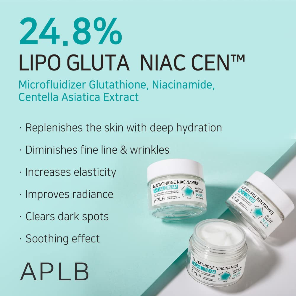 Crema Facial Coreana APLB LIPO GLUTA NIAC CEN™ 24.8% Glutatión + Niacinamida 24.8% | Hidratación profunda, Mejora textura, Centella asiática
