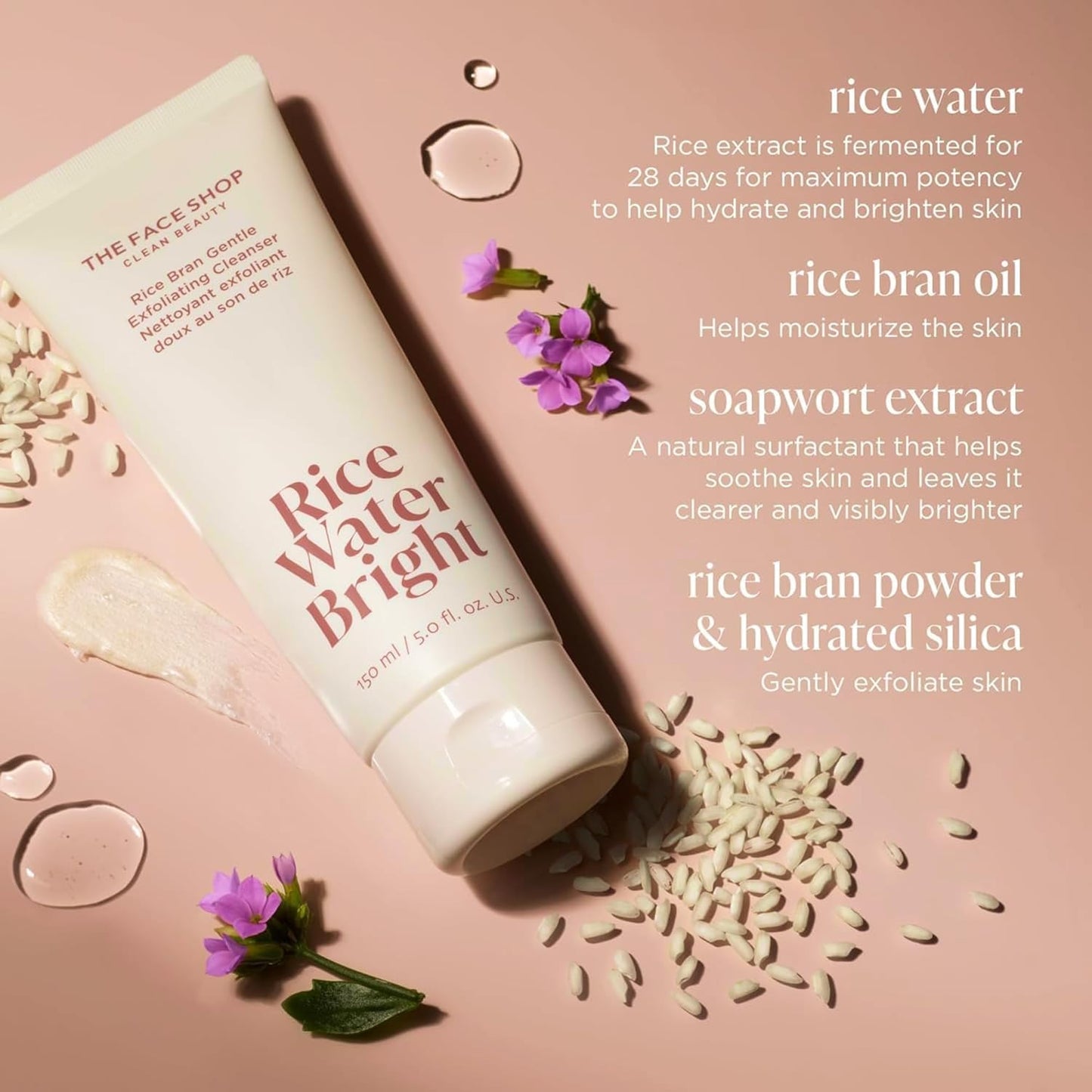 The Face Shop - Exfoliante Facial de Arroz Hidratante, Iluminador y Vegano 100%Coreano