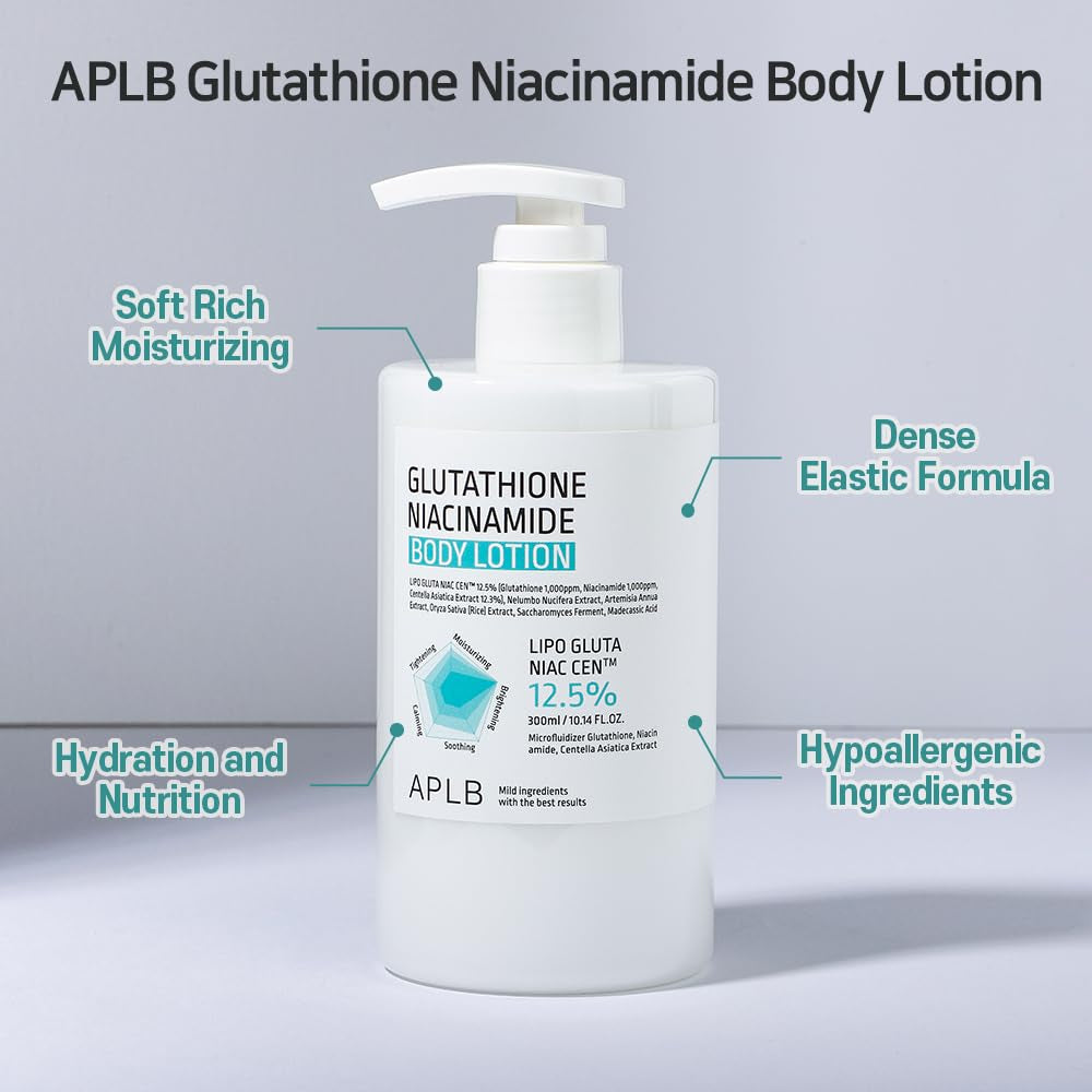 Loción Corporal Coreana APLB Glutatión + Niacinamida 12.5% | Hidratación Profunda, Revitalizante y Antimanchas