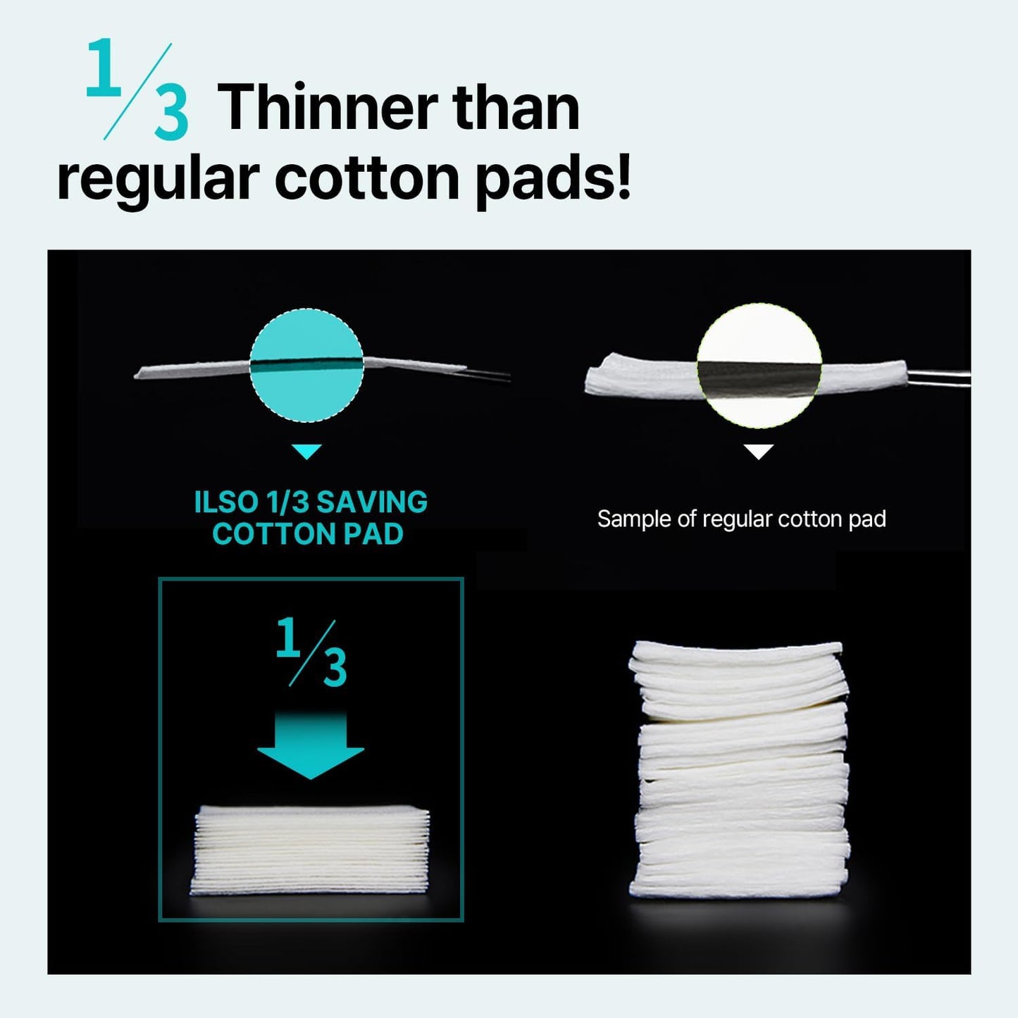 ILSO 1/3 Saving Cotton Pad – Almohadilla Ultrafina para Tónico (40 uds)