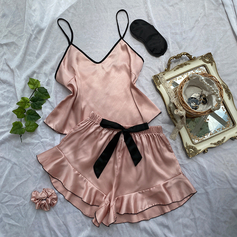 Set de Pijama Satinada Sexy con Top de Tirantes y Short
