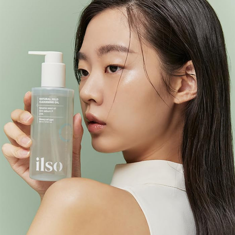 ILSO Natural Mild Cleansing Oil – Aceite limpiador suave anti sebo y puntos negros (200 ml / 6.8 fl oz)