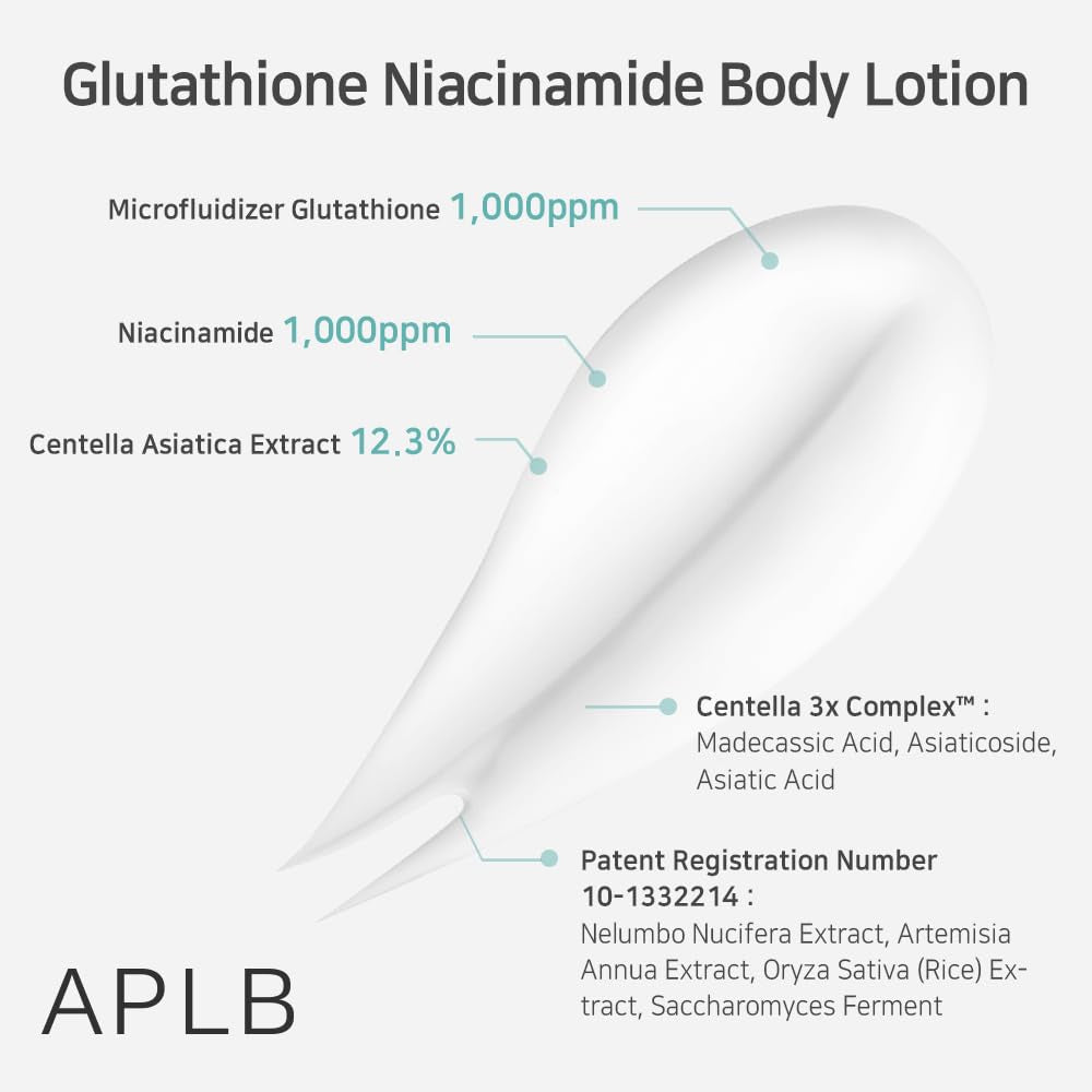 Loción Corporal Coreana APLB Glutatión + Niacinamida 12.5% | Hidratación Profunda, Revitalizante y Antimanchas