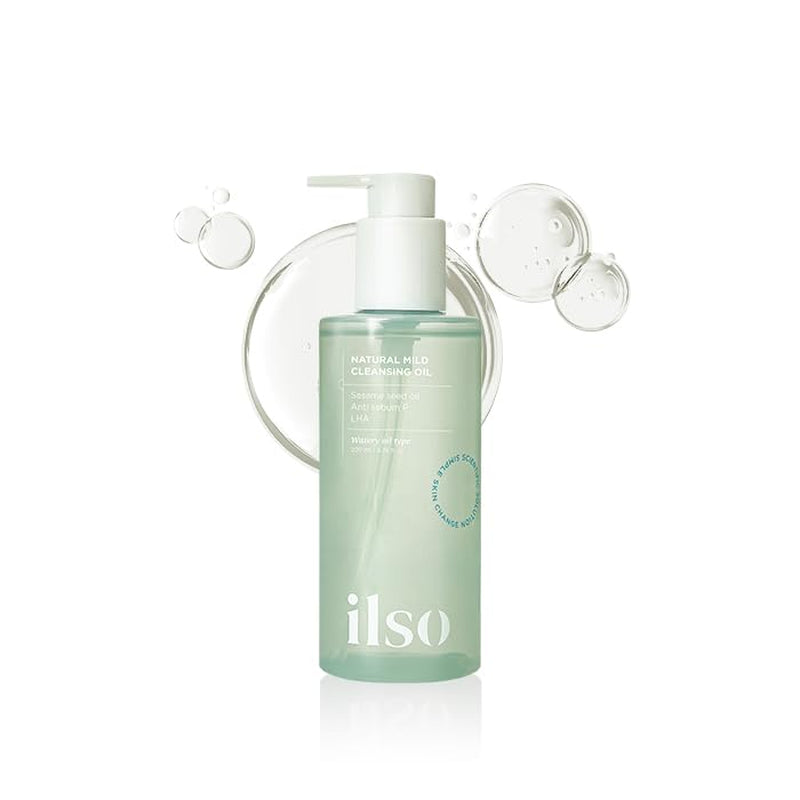 ILSO Natural Mild Cleansing Oil – Aceite limpiador suave anti sebo y puntos negros (200 ml / 6.8 fl oz)