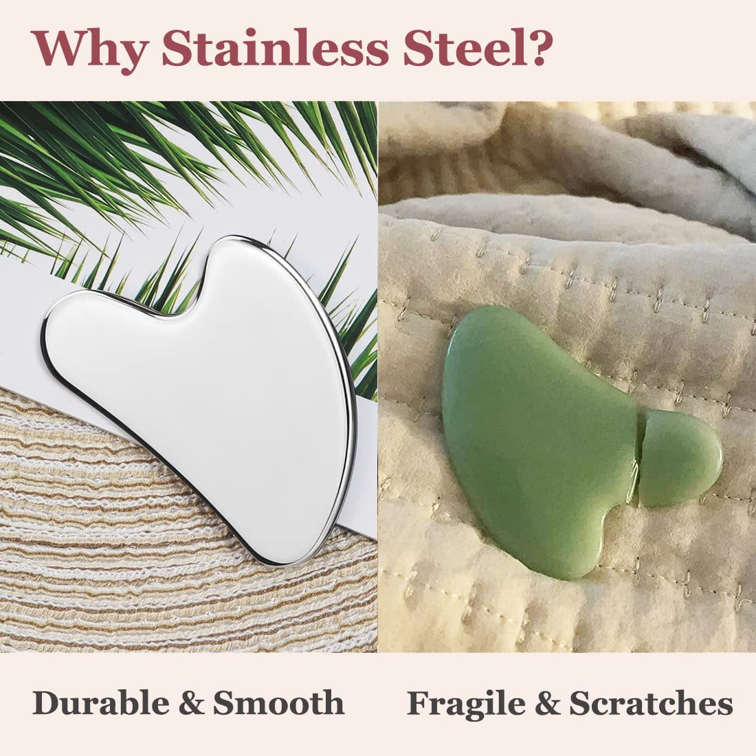 Set Gua Sha & Rodillo Facial de Acero Inoxidable – Masajeador Reafirmante Antiinflamatorio