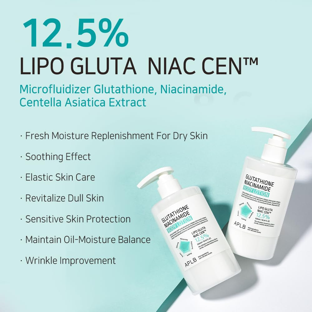 Loción Corporal Coreana APLB Glutatión + Niacinamida 12.5% | Hidratación Profunda, Revitalizante y Antimanchas