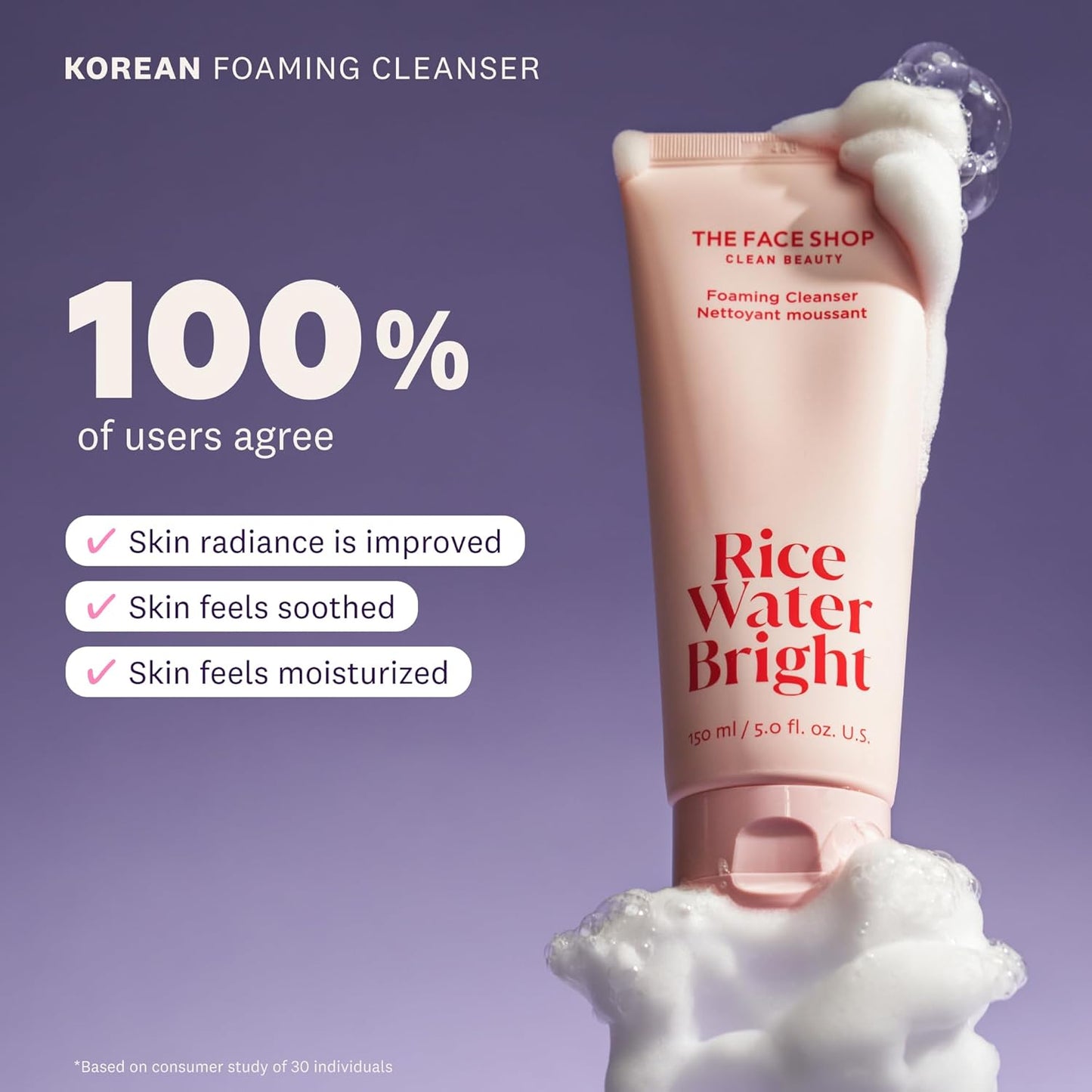 Limpiador Facial Espumoso con Agua de Arroz | Hidratante, Vegano, Coreano - THE FACE SHOP