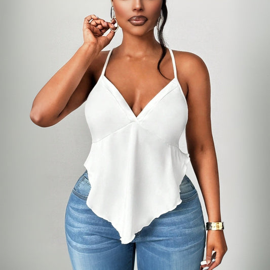 Top Sexy Plus Size con Tirantes – Escote en V & Diseño Backless