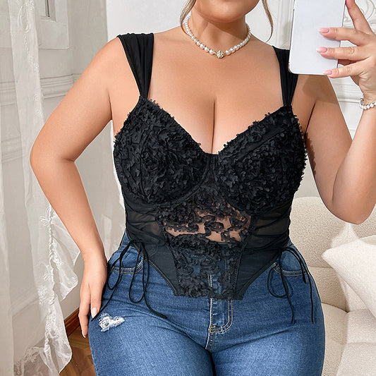Bra Lencero Sexy Plus Size – Push Up con Encaje & Escote en V